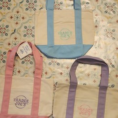 Trader Joe’s Mini Market Tote Bag Set of 3 Multicolor Canvas Foldable Small