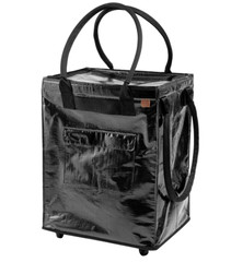 CleverMade Foldable Tote Bag on Wheels 14”Lx18”Wx24”H Soft Grip Black