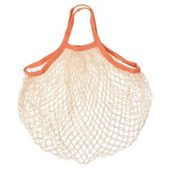 Cotton Mesh Bag, 14.2×13.8″ Mesh Net String Grocery Bags Orange Beige