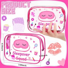 Aliceset 8 Pcs Sleepover Party Supplies Squad Makeup Bags Rose Red