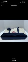 Trader Joe’s Reusable Canvas Tote Bag Beige Navy Blue