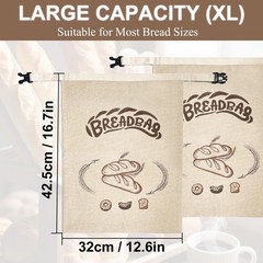 FONDFRAMORY Beeswax Bread Bags for Sourdough, 17 inches x 13 inches, Beige