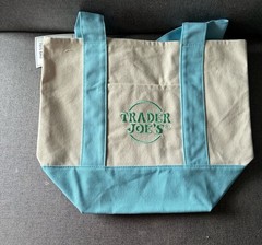 4X TRADER JOE’S MINI PASTEL CANVAS TOTE BAG, NEW SPRING PASTEL COLORS 4 BAGS SET