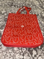 Lululemon Large Red & White Logo Reusable Shopping Bag New