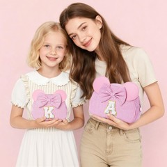 QLOVEA Initial Travel Makeup Bags for Girls | 9.4 x 3.5 x 3.3 inches, Purple