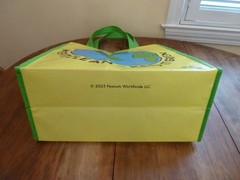 Peanuts Snoopy Keep It Clean Keep It Green Reuseable Tote Bag Yellow Blue Green 