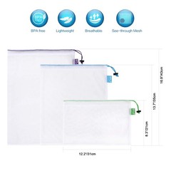 Heavy Duty Reusable Mesh Produce Bag Food Safe Drawstring Grocery Toy 12 PCS