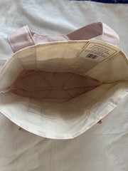 Trader Joe’s Pink Striped Mini Canvas Tote Bag Reusable Pink/Beige 1.75 gal
