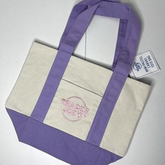 Set of 2 Trader Joe’s Canvas MINI Tote Bags Spring Color — PASTEL PURPLE + Pink!