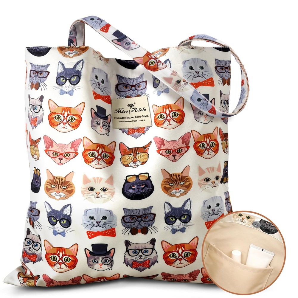 Aesthetic Cotton Tote Bag Women Reusable Shoulder Handbag Buckle Gym Travel