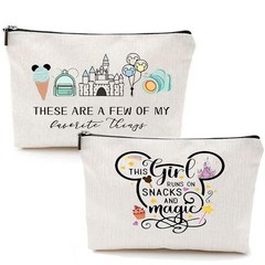 YUWUAR 2 Pcs Cartoon Mouse Makeup Bags for Women, Cute Travel Cosmetic white