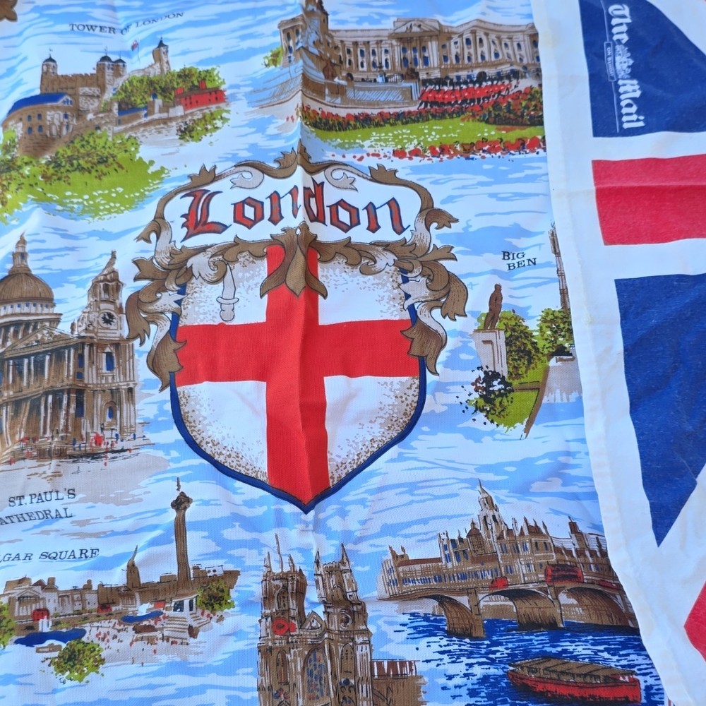 London/UK Themed Print Reusable Tote Shopping Bag w/ Handles 16x15x14 in