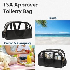Ethereal Clear Makeup Bag, Large Opening TSA Approved Toiletry Bag Black