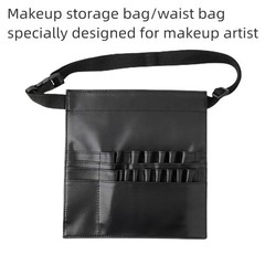 Professional 22 Pockets PU Leather Cosmetic Makeup Brush Bag Case Black