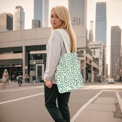 Canvas Tote Bag With Zipper Pocket – Green Hearts, Thick Canvas – Perfect for…