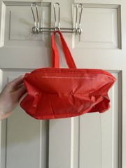 LULULEMON Small RED & WHITE Tote Reusable Shopping Bag 9″ x 11″ x 4” EUC