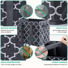 4 Pack Reusable Grocery Bags Foldable Washable Large Shopping Tote Dark Grey