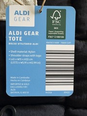 ALDI Gear 50th anniversary bundle. Two totes, a pullover, and 3 quarter holders.