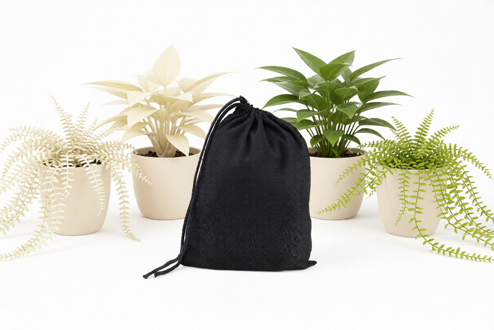 CharkaBags – 8 x 12 Inches Black Single Drawstring Reusable Washable Muslin Bags