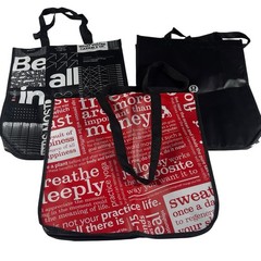Lululemon Set of 3 Large Shopping Bag Reusable Red & Black Logo Bags NEW