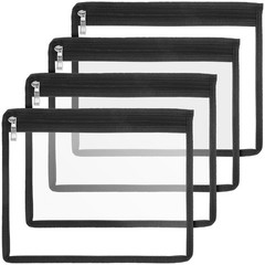 IWOWHERO 4Pcs Clear Makeup Bags Toiletry Bag PVC 27.00X22.00X0.20CM, Black