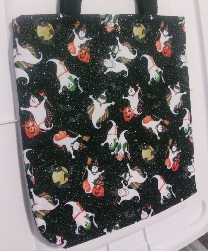 Small Halloween Tote Bag completely reversible 13″ x 11″ x 2″ plus 7″ handle
