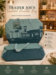 Trader Joe’s Insulated Reusable Shopping Bag Green Large 8 Gal 23x7x13 in