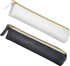 2pcs Small Leather Pouch Mini Cosmetic Bag with Zipper – Portable black white