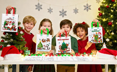 18 Pcs Christmas DIY Coloring Canvas Tote Bag Xmas Santa Goodie Bags Pencils Set