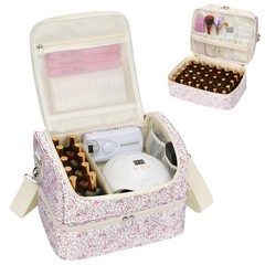 Nail Polish Organizer Bag – Organizers and 45 Slots, Pink Small Flower