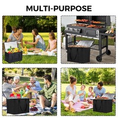 3 Pack Insulated Grocery Bags with Zippered Top, Black Shopping Bags with Han…