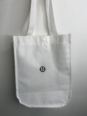 Lululemon Small Reusable Shopping Tote Lunch Bag Gray White Recycle