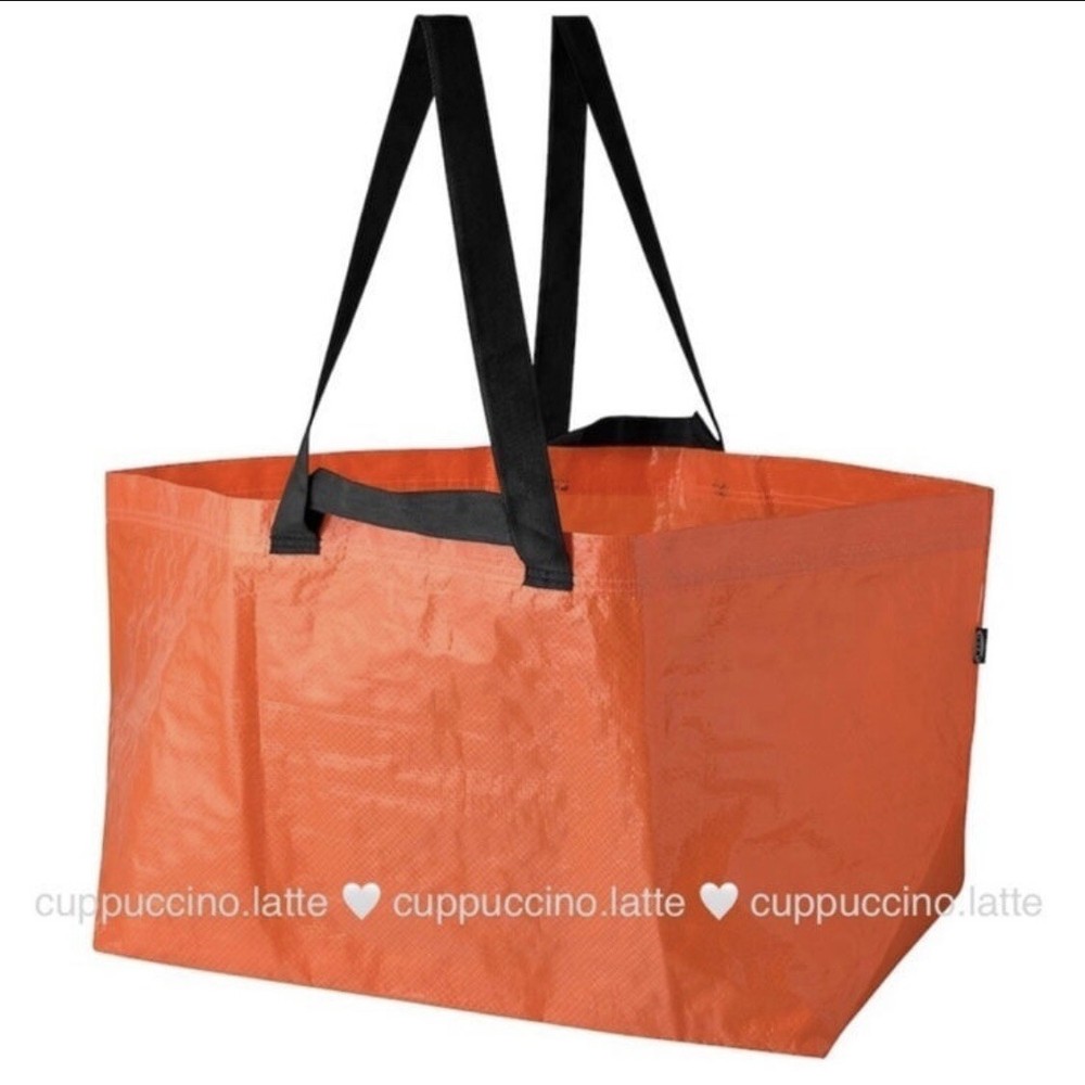NEW IKEA Orange & Black Handle Halloween Fall Limited Edition Large Tote Bag