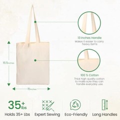 Canvas Tote Bags Bulk 15 Pack 15×16.5 Inch 6 Oz Large Plain Canvas Tote Bags Pre