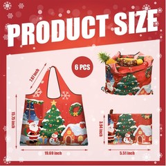 SilTriangle 6 Pcs Extra Large Christmas Reusable Grocery Bags Jumbo Santa Tot…