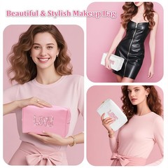 Bling Love Rhinestone Makeup Bag For Teen Girl Kids Women Bride PINK