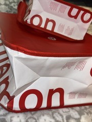 2 Lululemon Red And White Logo Reusable Shopping Bags 1 Large 1 Small New