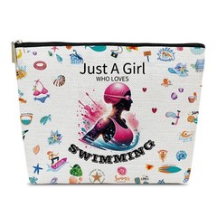 Ythuil Just A Girl Who Loves Swimming Makeup Bag, Swim Bags for Multicolor H