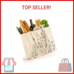 Miss Adola Large Canvas Grocery Tote Bag – Reusable Shoulder Bags with 6 Inner P