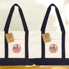 2 Trader Joe’s Bag Canvas Reusable Heavy Cotton Basic Style Shopping Navy Large