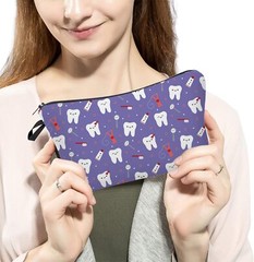 Women Travel Bag Teeth Pattern Printed Cosmetic Makeup Small Pouch…