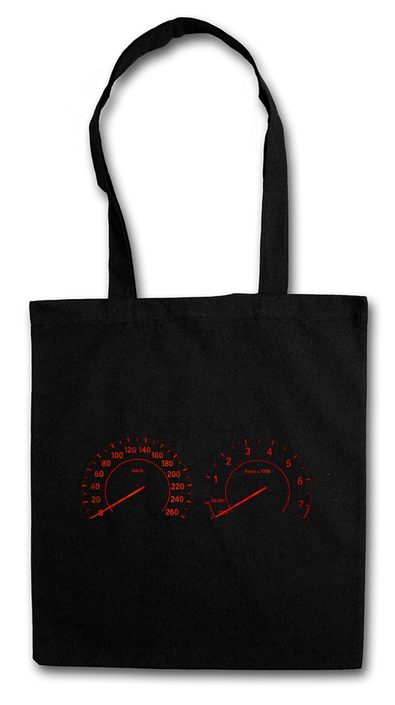 SPEEDOMETER SHOPPING BAG Tacho Car Racing Tuning Oldtimer Classic Speed KM/H