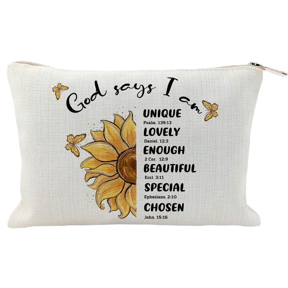 COMODBAG God Says I Am Cosmetic Bag, Bible Verse One Size, god says I am