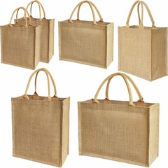 6 PCS burlap tote bags Reusable DIY Jute Handbags Gift Shopping bag Multi Siz…