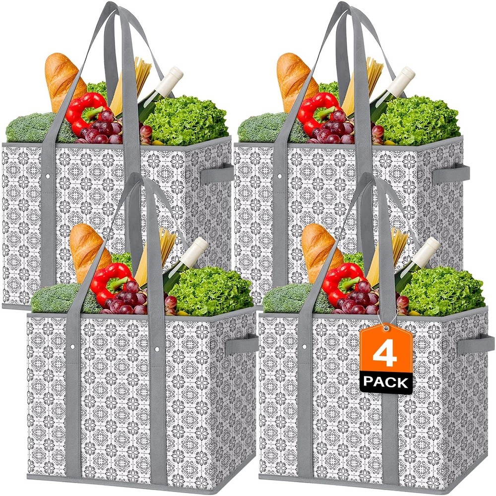 WISELIFE Reusable Grocery Bags 4 Pack,Large Grocery Tote Bag Water Resistant …