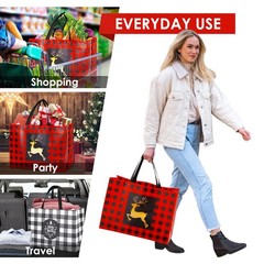 8 Pack Extra Large Christmas Gift Bags, Reusable Tote Bags with Handle Non-Wo…