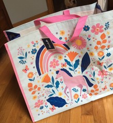 NEW UNICORN Flowers & RAINBOW~Shopping Bag Reusable Tote EcoFriendly Marshalls🦄