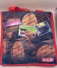 H-E-B Wine Barrel Multicolor Plastic Reusable Shopping Bag Foldable Design