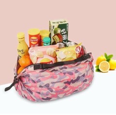Reusable Foldable Shopping Bag Pink Waterproof Oxford Cloth Travel Beach Bag