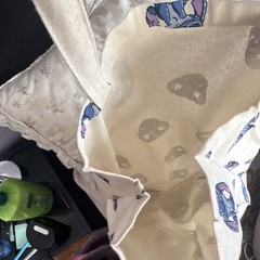 Primark Disney Stitch Reusable Canvas Tote Bag Beige/Blue All-Over Print